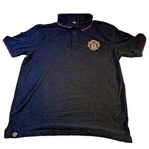 Vtg Manchester United Polo/Golf Shirt M Black Knit 1997 Embroidered Logo EPL